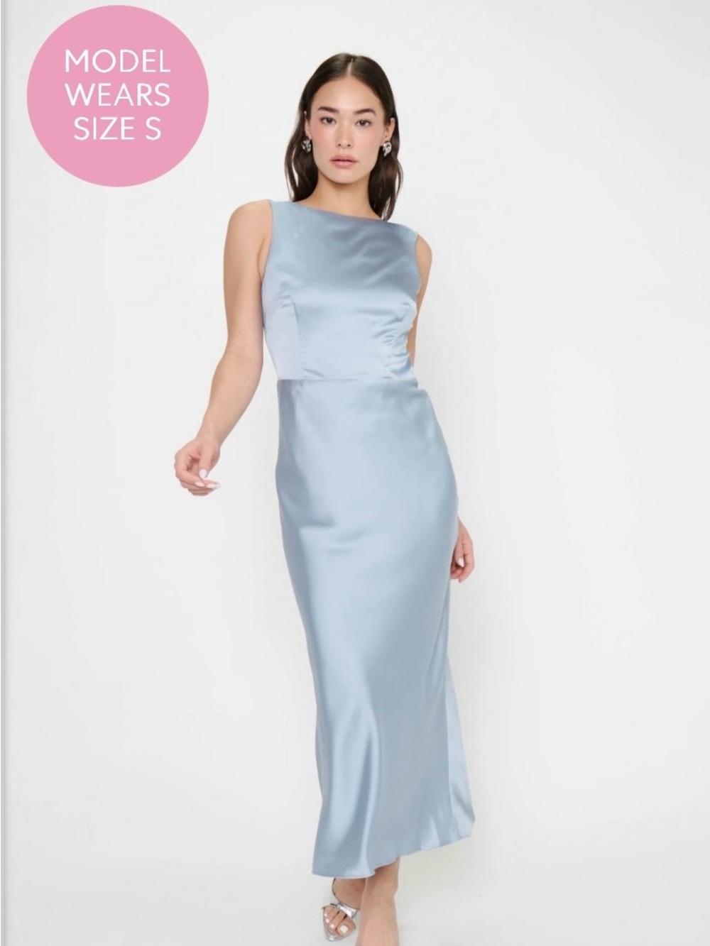 Show Me Your MuMu Silver-Gray Satin Maxi Dress